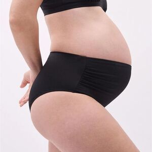 New Thyme Maternity Size XXL Black High-Waist Bikini Bottom With Shirring‎